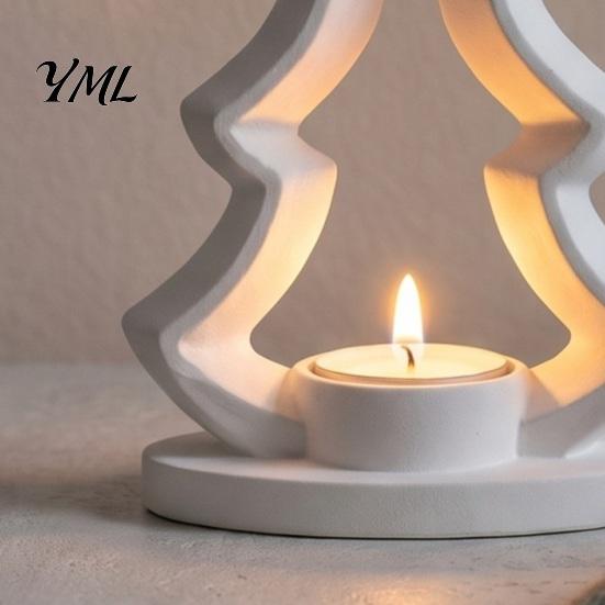 Christmas Party Decor Tree Candle Holder, 3D Printed Tealight Stand, Rustic Table Decoration for Farmhouse Dining Centerpiece Holiday Table,