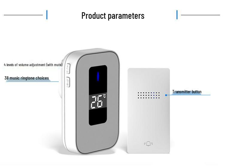Self-Powered Waterproof Doorbell with Adhesive Backing - No Installation Required, Easy to Use.