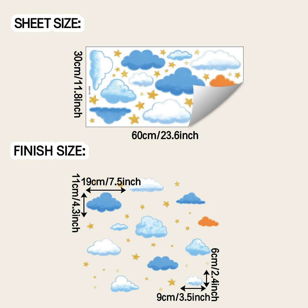 

Наклейки на стену для детской комнаты с изображением облаков под мультяшным звездным небом
