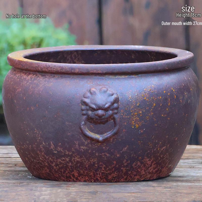 Vintage Ceramic Fish Tank Water Feature with Filtration & Oxygenation for Courtyard Landscaping and Hotel Décor