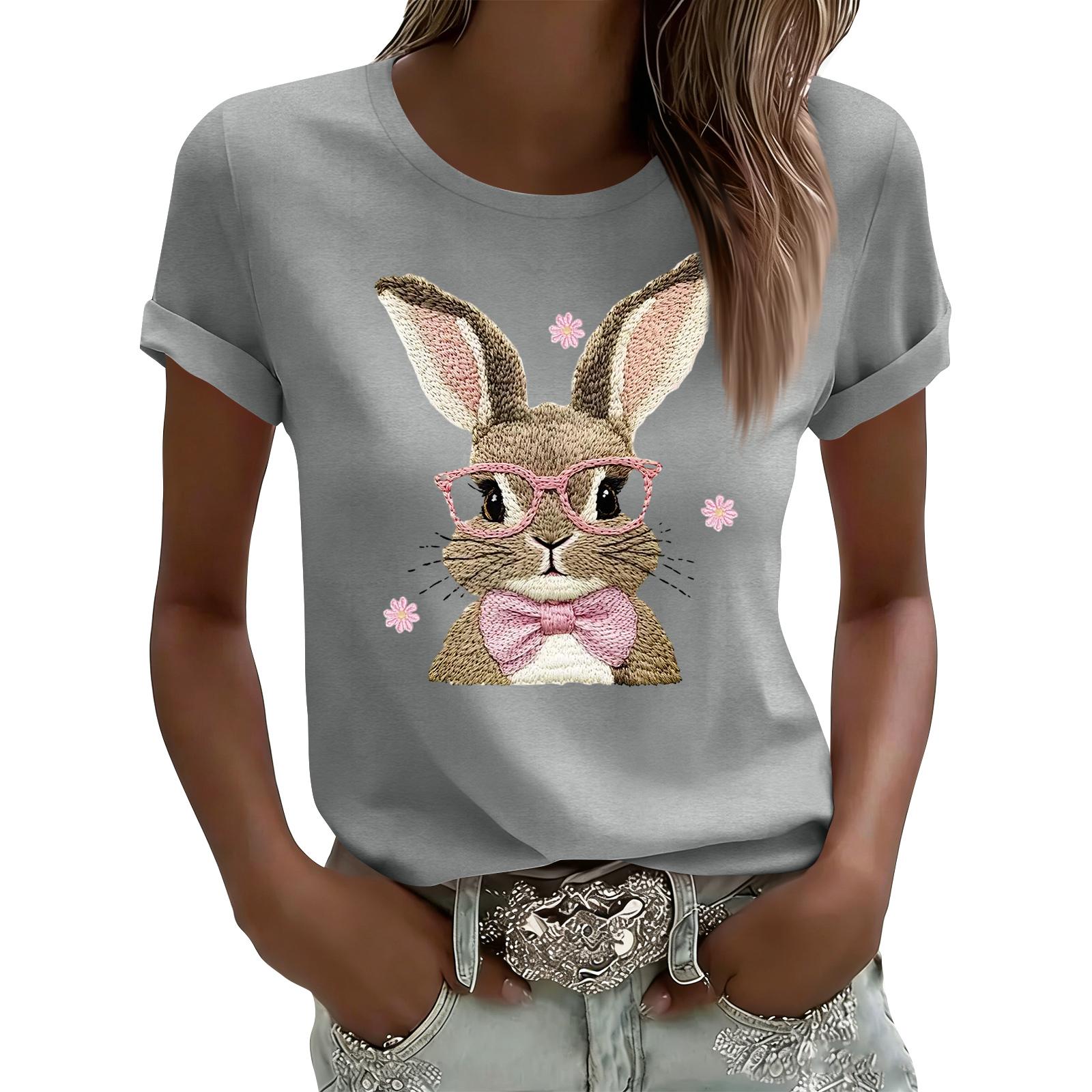 Женская повседневная футболка с принтом, пуловер с круглым вырезом, топ с короткими рукавами L