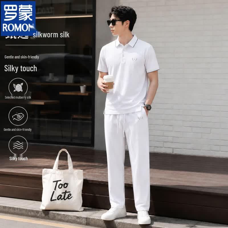 ROMON Men s Silk Blend Ice-Feel Polo Tracksuit 2XL (180)