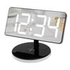 Digital Alarm Clock with Wireless Charging RGB Mirror LED Display Bedside Clock with Adjustable Brightness Snooze for