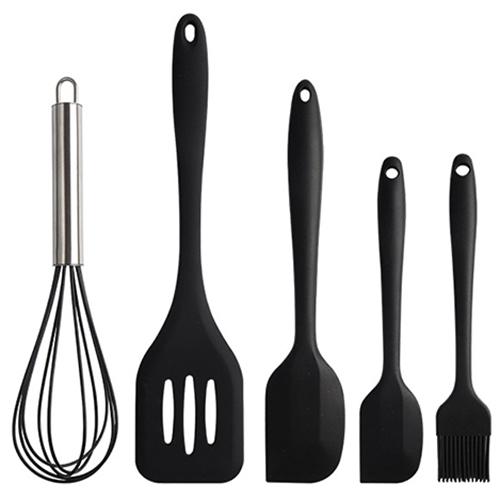 5Pcs Silicone Cooking Tool Sets, Heat-Resistant Kitchen Utensils - Spatula Scrapers Egg Beater Oil Brush