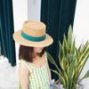 Korean Version Of Japanese Ins Hand-Woven Flat Top Top Hat Trendy Boys And Girls Children'S Summer Straw Hat Foreign Trade Export Sunshade