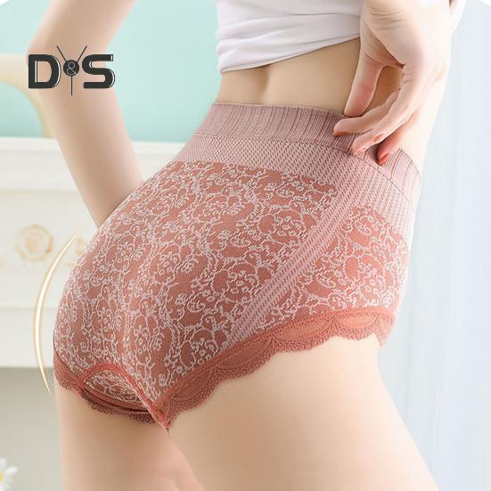 Damen-Höschen aus Spitze, hohe Taille, Blumendruck, Bauchkontrolle, postpartale Schleifendekor, weich, antiseptisch, dehnbar, atmungsaktiv, nahtlos