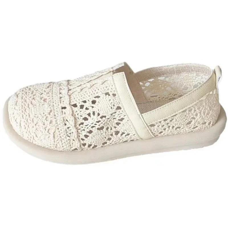 Fashion Women's Shoes 2025 Summer New Hollow Breathable Mesh Shoes Literary Retro Flat Shoes Women's Sandals