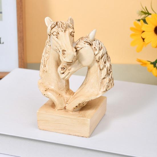 Doppelpferdekopf-Skulptur Harz Liebende Pferdefigur für Wohnzimmer Schlafzimmer Dekor Romantische Reiterstatue für Pferdeliebhaber Jubiläum