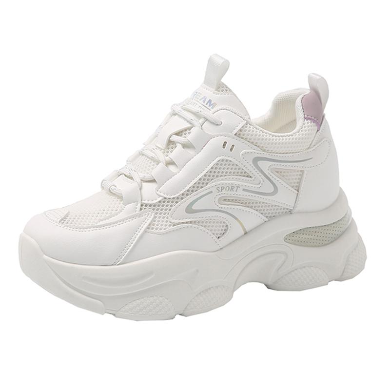Fashion Women's Mesh Chunky Platform Sneakers Breathable Lace Up Running Trainers Woman 2024 Thick Bottom Non Slip Sports Shoes Ladies