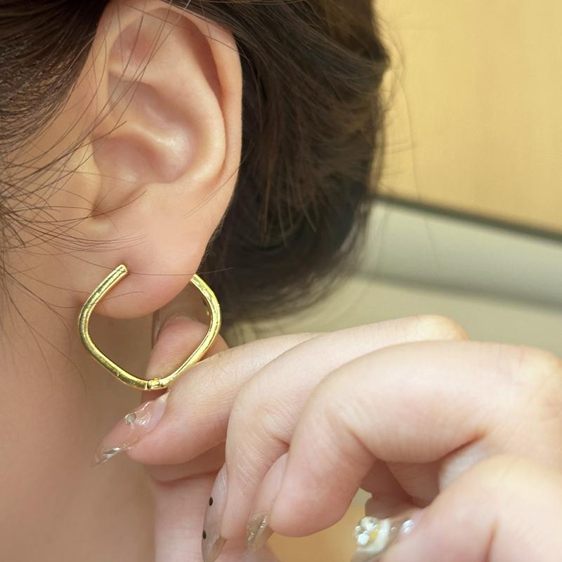 PONYKISS Orecchini a Cerchio Quadrati Minimalisti in Argento Sterling per Donna Tendenza Geometrici Raffinati Accessori di Lusso Leggero