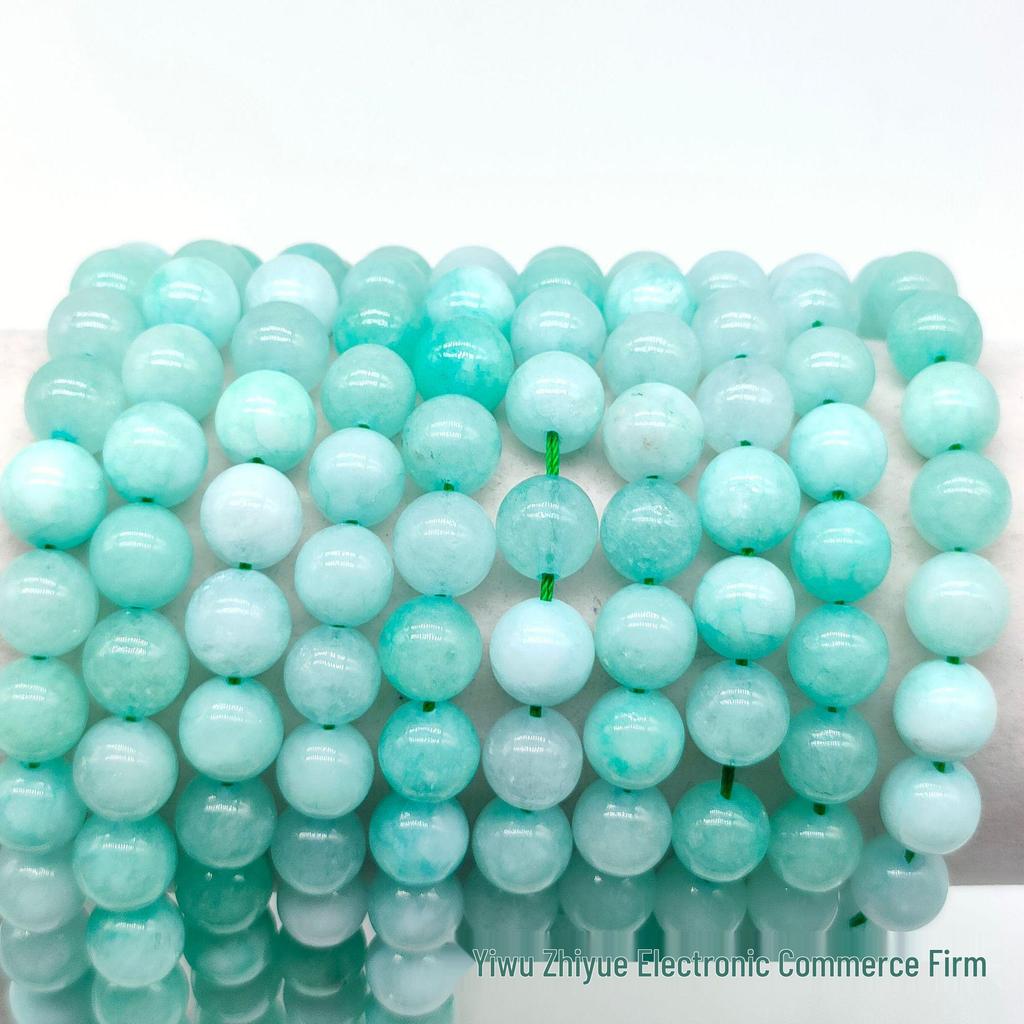 Zhiyue Amazonit Chalcedon Jasnozielone Okrągłe Koraliki do Wyrobu Biżuterii