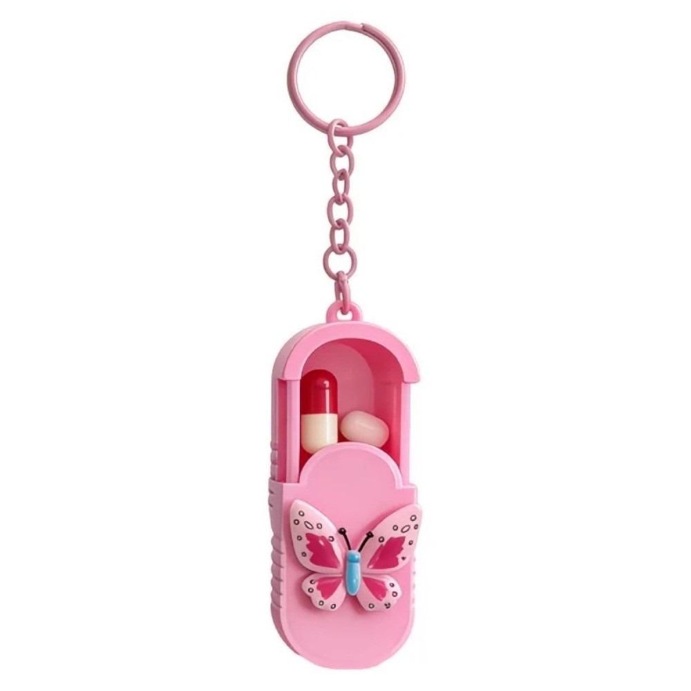 

Outdoor Medicine Holder Box Keychain Pendant Mini Storage Box Pill Organizer Business Trip розовый