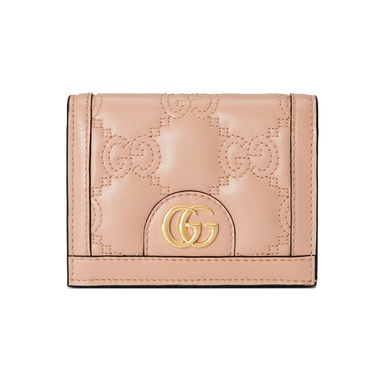 

Gucci GG Matelassé Gold Logo Folded Design 5 Slot Leather Card Holder Wallet Small Women Wallet Rose-Beige 723786-UM8IG-5931 Basic Set (Bag+Dust Bag)