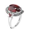 Adjustable Open Ring Women Men Vintage Red Oval Cabochon Boho Statement Finger Copper Jewelry