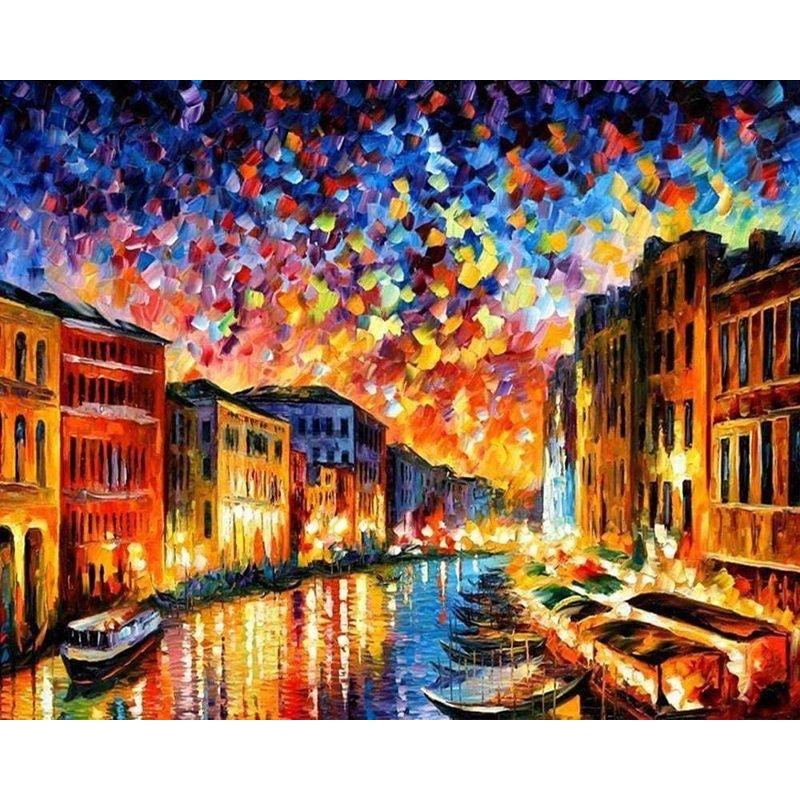 

5D DIY Повний круглий алмазний живопис Абстрактний вуличний пейзаж Прикраса дому Вишивка Художні набори ручної роботи Full Round 40x50CM