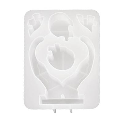Silikonová dekorace Epoxidová forma Roztomilé ruce držící srdíčko Forma ve tvaru puzzle Valentýna Ornamentová forma pro Y Lover