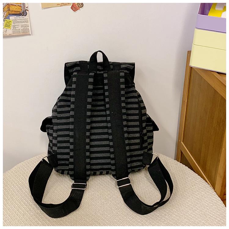 Korean Color Block Retro Stripe Backpack - Versatile, Large Capacity School & Casual Bag