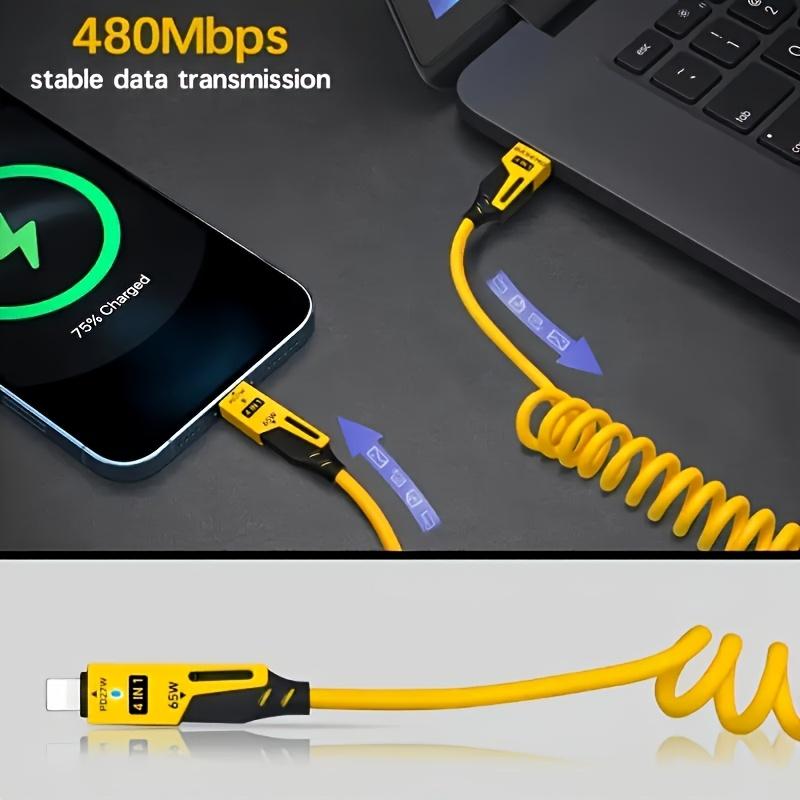 3pcs 4-in-1High-Speed Charging Cable USB Cable Travel Car Charging The Best Choice Spring Telescopic Charging Cable for SamSung Xiaomi for Huawei OPPO