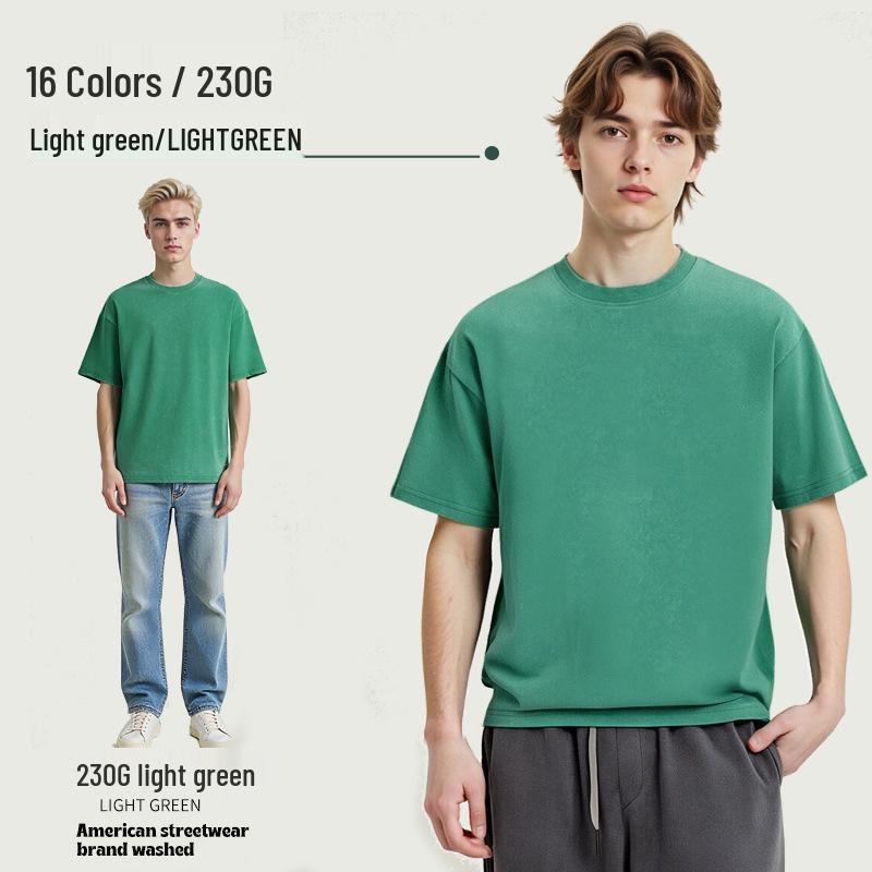 230g Tie-Dye Washed & Distressed European Crew Neck Drop Shoulder T-Shirt