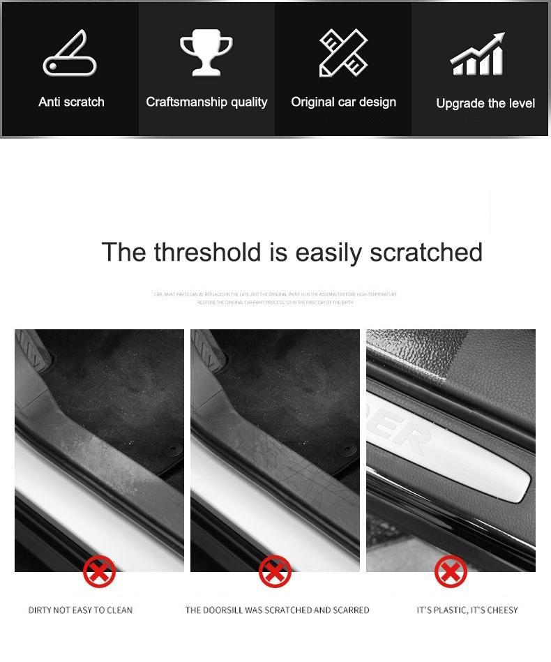 4Pcs Car Door Sill Protector Stickers Carbon Fiber Door Sill Stickers for Mitsubishi Asx Lancer Outlander Pajero Ralliart L200