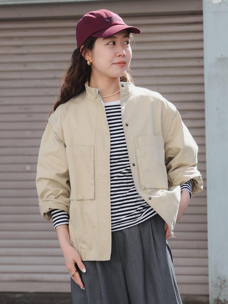 B:MING LIFE STORE by BEAMS Women's 2-Way Military Blouson (Sizes S-M) Light Beige