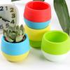 5PCS Mini Flower Pots Candy Colour Round Plastic Plant Pot with Drainage Holes Succulents Pot Garden Home Office Decoration ZYF