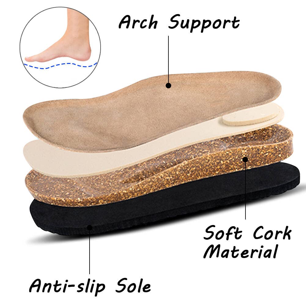 Fashion Smile PoP Women's Suede Clog Leather Mules Men Suede Clogs Shoes Arch Support Potato Shoes Comfort Cork Footbed Antiskid Slides