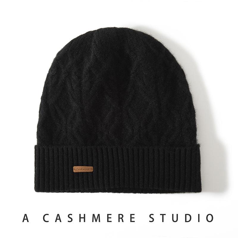 Women's 100% Pure Cashmere Knit Hat - Warm, Ear-Covering, Versatile Brim for Autumn/Winter