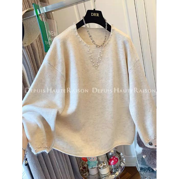 

Women s Plus Size French Pearl Knit Pullover - Autumn/Winter Collection Size 2 (100-150 jin)