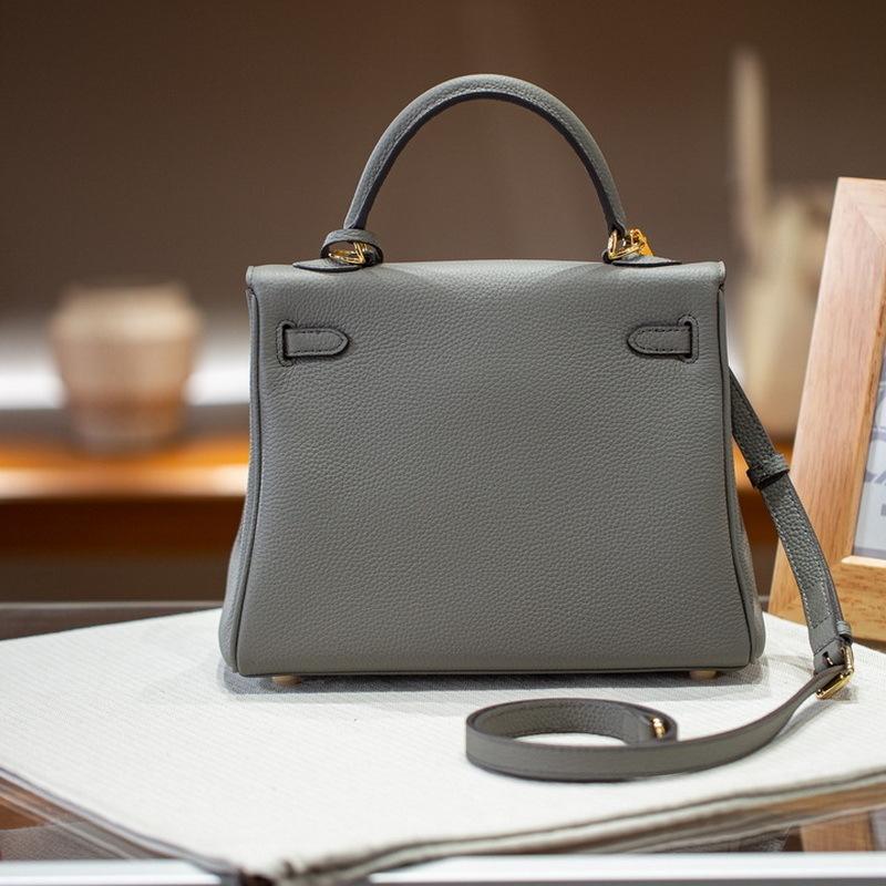 Inner Seam Top Layer Cowhide Togo Leather Bag With Double Shoulder Straps (H09-2528KL)