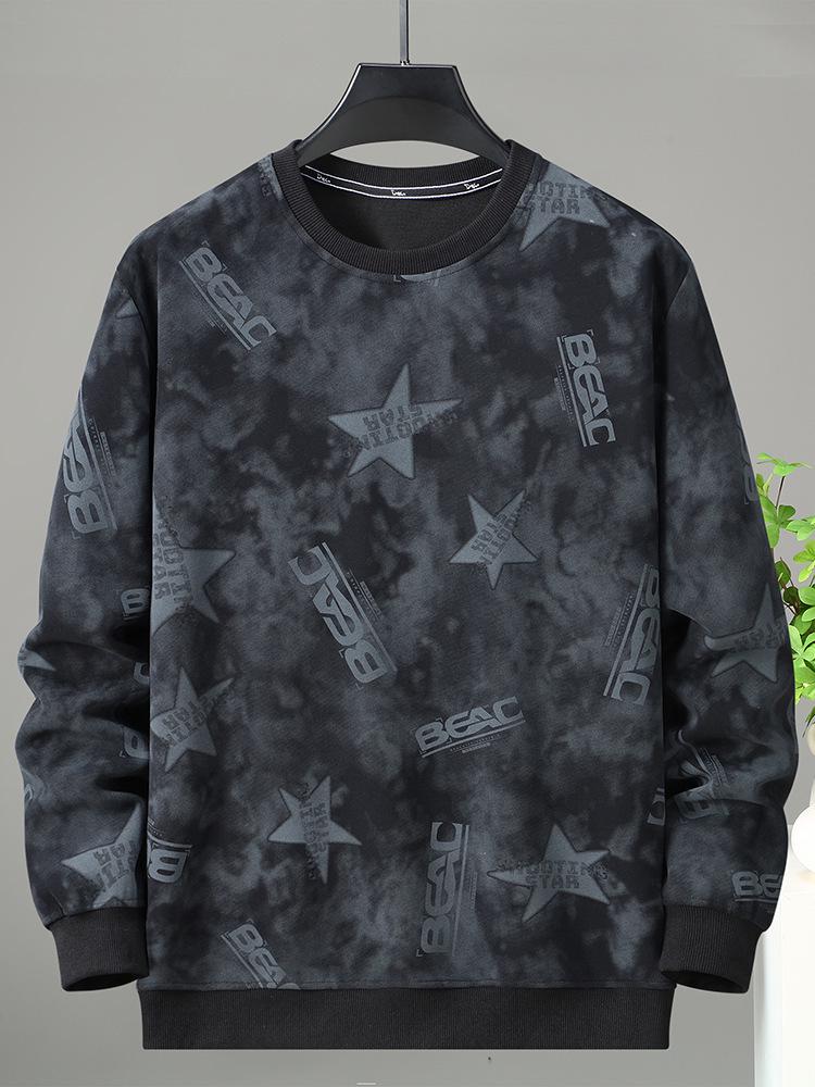 2024 Men s Plus Size Trendy Autumn/Spring Loose Hoodie - Style 2493 8XL чёрный