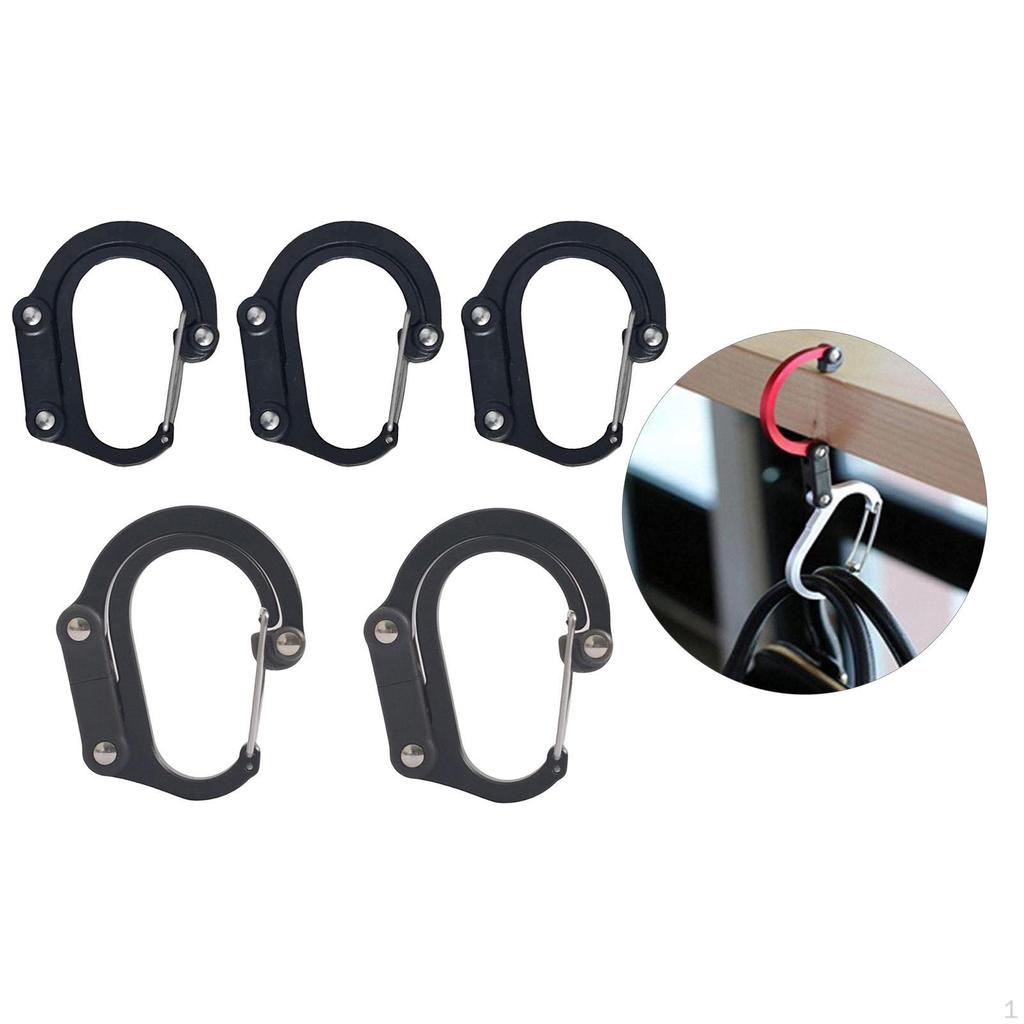 5x Carabiner Clip and Hook for Travel Backpack Handbag Holder Hanger