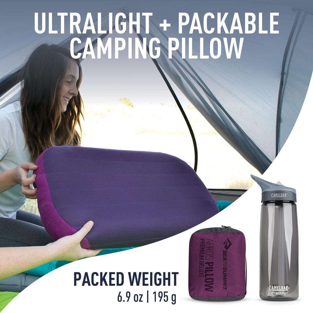 Sea to Summit Aeros Premium Inflatable Travel Deluxe x Magenta Pillow, (22 14),