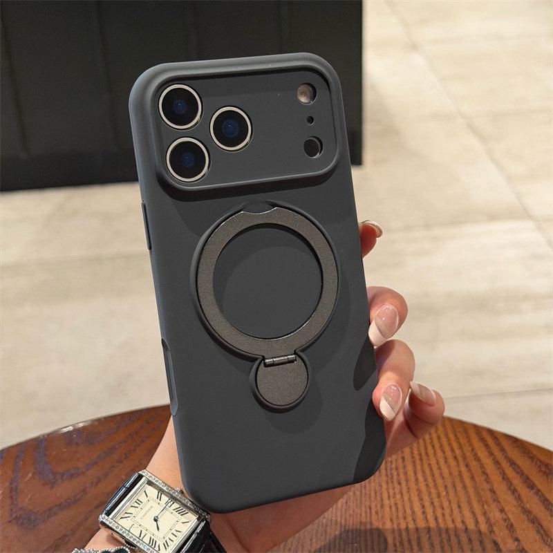 Liquid Silicone Magnetic Rotating Bracket Phone Case for iPhone 17 Pro Max - Precision Fit & Full Coverage