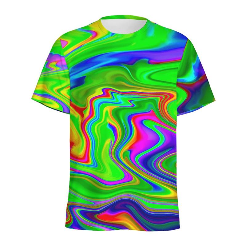 Unisex Abstract Colorful Liquid Trippy Pattern T Shirt For Women Summer Casual Round Neck Short Sleeve Tees Women Tops 3d Printed T-Shirt