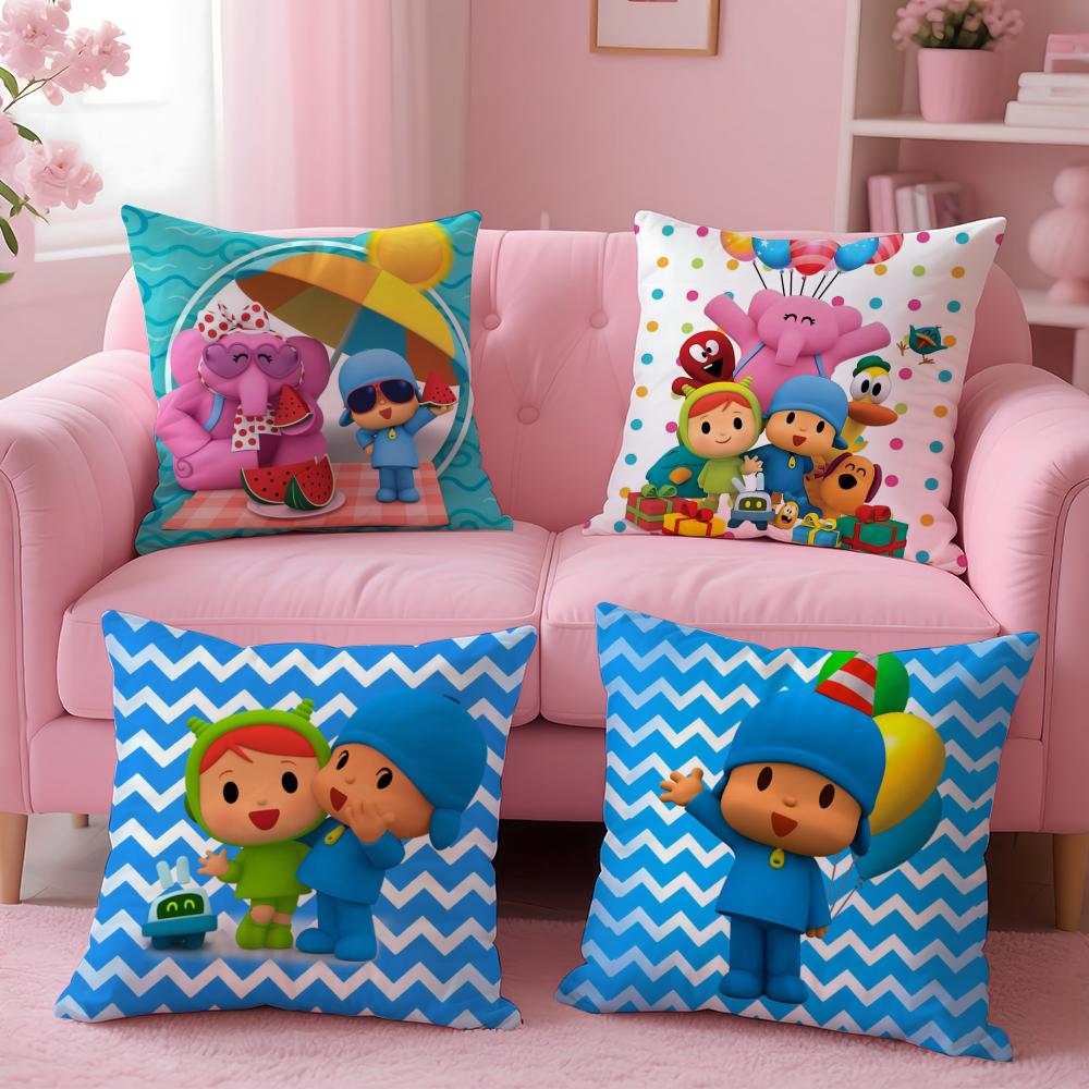Cartoon Cute P-Pocoyo Pillow Case Short Plush Double-Sided Printing Home Machine Washable In Warm Winter Cushion Cover