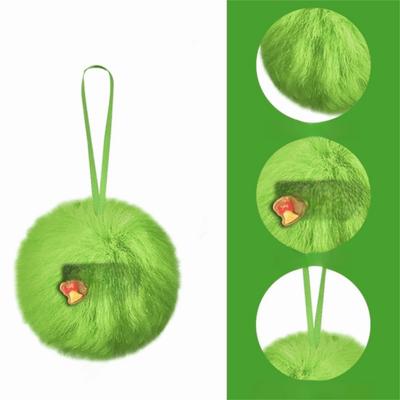 Furry Christmas Ball 6cm Lime Green Christmas Tree Decoration Ball with Bow DIY Christmas Hanging Decorations Navidad