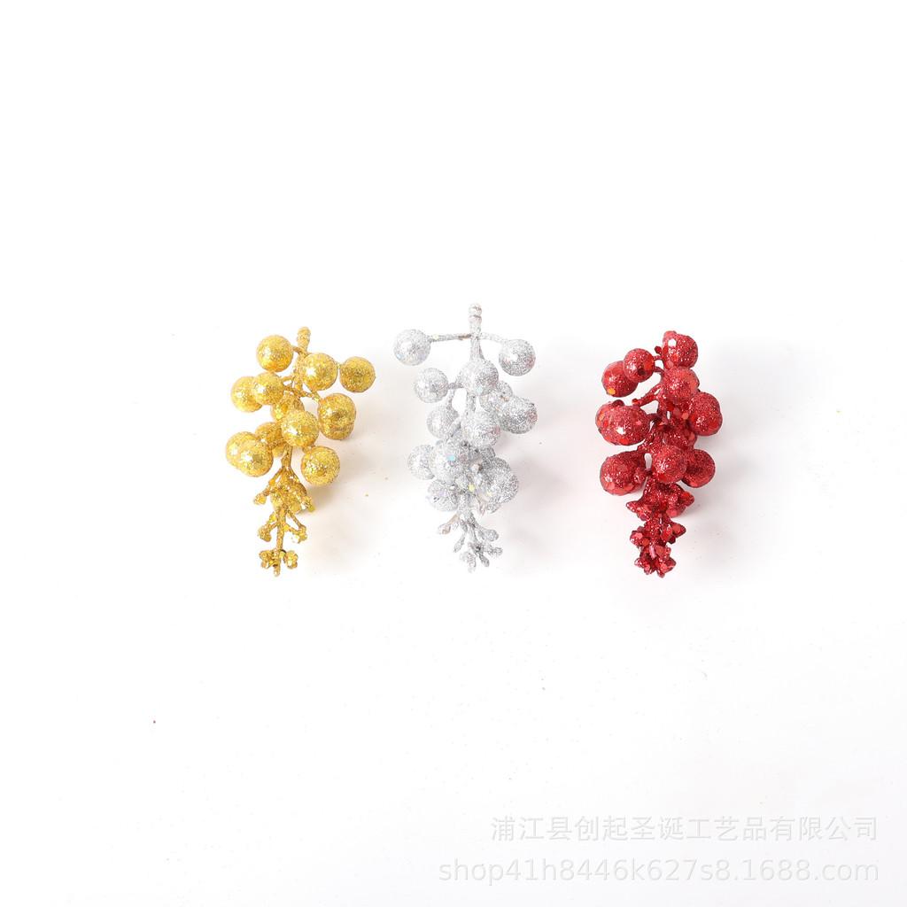 Exquisite Shiny 15 Gold And Red Decorative Berry Sprays For Celebrations Holiday