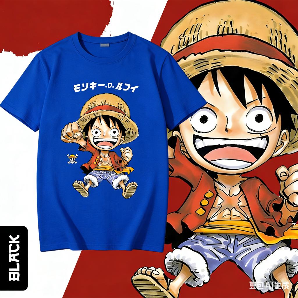 2026 Summer Anime One Piece Monkey D Luffy Printed Cotton Tshirt KidsUnisexsWomens Clothing Fashion Casual Street Tshirt Y2k