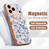 Magnetic For Magsafe Case For iPhone 17 Pro Max Blue and White Flowers Pattern Skin Feeling Cover For iPhone 16 15 14 13 Pro Max