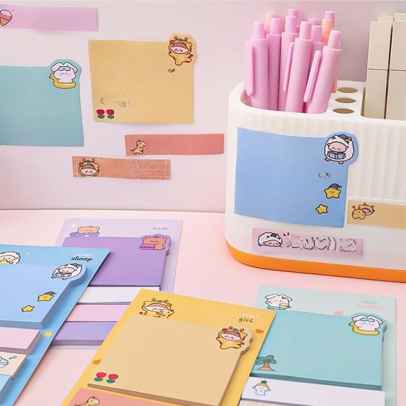 10Pcs Blue Series Combination Index Sticky Notes, 80 Pads Each (20 × 4 Designs), Cute Sleepy Sheep Index Sticky Notes, Self-adhesive