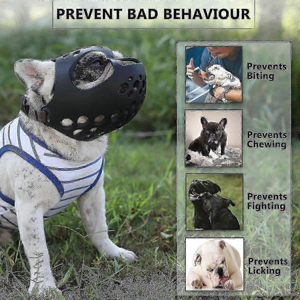Hundemundstück für kurzschnauzige Hunde, weiches, atmungsaktives Silikon-Bulldoggen-Maulkorb zum Beißen, Kauen, Lecken, ideal für flachgesichtige Hunde weniger
