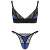 Mens Adjustable Floral Lace Bra Top with Matching Thong Briefs Sissy Lingerie Set