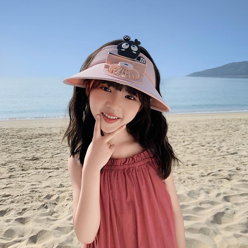 Nouveau Chapeau de Fan pour Femmes Mode Chapeau de Soleil pour Enfants Couvre-Visage Chapeau Haut Vide Chapeau de Soleil UV Femmes