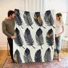 Feather Pattern Fleece Blanket Boho Nature Design Soft Cozy Throw Home Decor for Living Room or Bedroom Gift for Nature Lovers