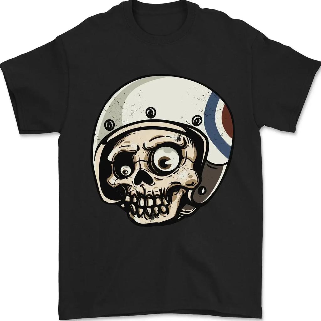Mod Scooter Skull Motorcycle Biker T Shirt Size S 4xl Vintage Designer Clothes Stretched Versatile Streetwear Fashion