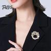 Retro Jewelry Pin Vintage Rhinestone Wreath Brooch, Flower Garland Lapel with Faux Casual Wear Brooch Pearls, Women Clothing Accessory for Dress Coats