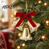 Winter Seasonal Triple Bell Home Decor Christmas Red Bow Ornament with & Holly Leaves Glossy
