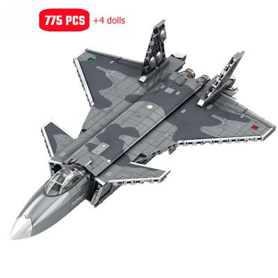 J-20 Fighter Aircraft Montážní bloky MOC Vojenská řada Letadla Vojáci Model Cihly Dětské Hračky pro kluky Dárky