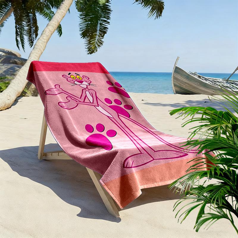Pink Panther Print Strandtuch, Großes Weiches Schnelltrocknendes Handtuch für Strand Camping Schwimmen